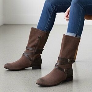 UGG Women Genuine‎ Suede Buckle Strap Moto Boots Brown Size Unknown